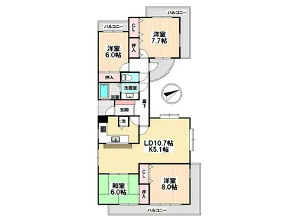 パルナス岳見町(4LDK/2階)の間取り写真