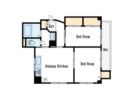 バロンルート7(2DK/4階)の間取り写真