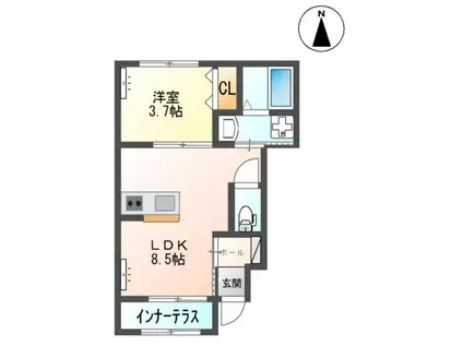 ラ・ガランジア(1LDK/1階)の間取り写真