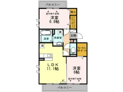 セゾン・クレールII棟(2LDK/2階)の間取り写真