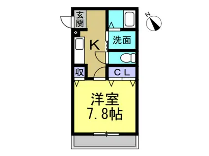 CASABIANCA II(1K/2階)の間取り写真
