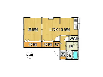 メゾン本町(1LDK/2階)の間取り写真