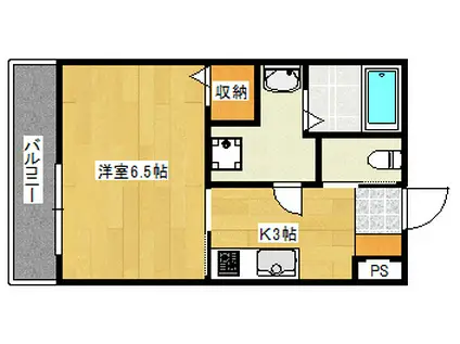 ANGE DE BONHEUR(1K/2階)の間取り写真