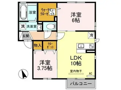 リバレインI(2LDK/1階)の間取り写真