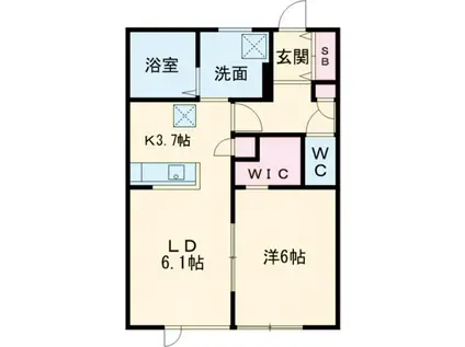 ハーモニー北陽(1LDK/2階)の間取り写真