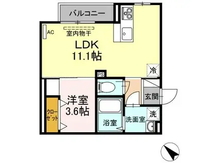 ストラスブール(1LDK/3階)の間取り写真