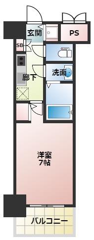 FORTUNEY北堀江(1K/8階)の間取り写真