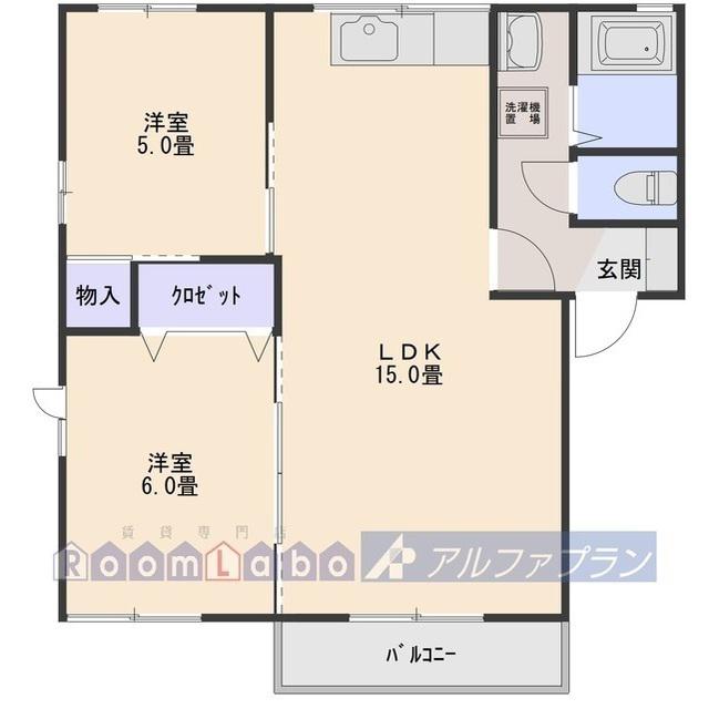 エクレール富澤B(2LDK/2階)の間取り写真