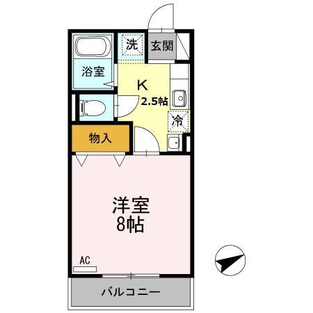 リビエールアンE棟(1K/1階)の間取り写真