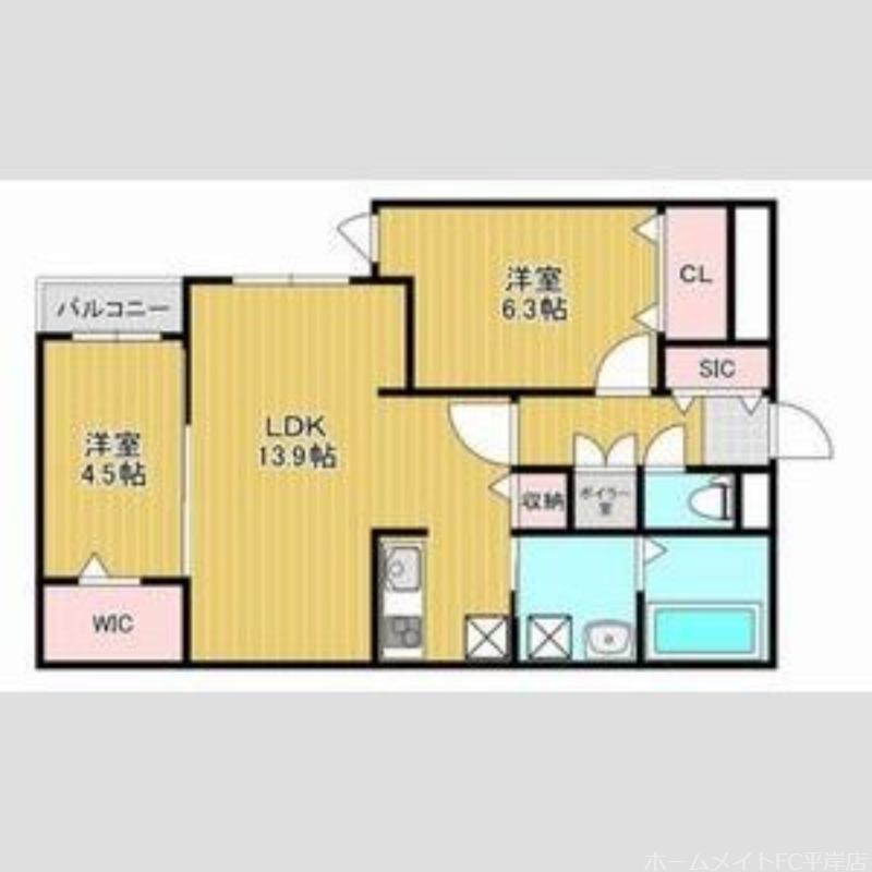 THE RESIDENCE 南平岸(2LDK/5階)の間取り写真