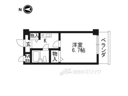 ヴィラ田辺2号館(1K/2階)の間取り写真