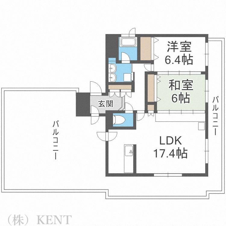 ドエル円山(2LDK/9階)の間取り写真