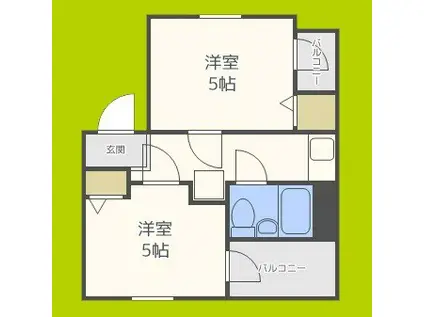 エストマーレ鶴見1番館(2K/2階)の間取り写真