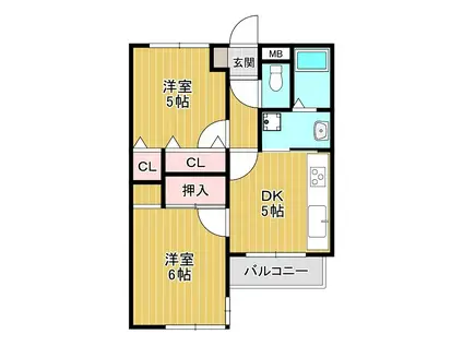 フラワーマンション(2DK/2階)の間取り写真