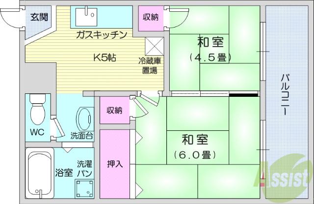 早坂ビル(2DK/4階)の間取り写真