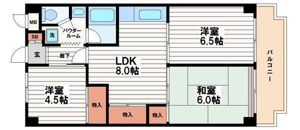 ヒルブリッジヒルNO2(3LDK/4階)の間取り写真