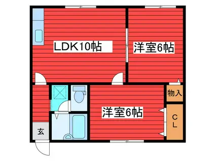 ローレルハイツしらかば(2LDK/2階)の間取り写真