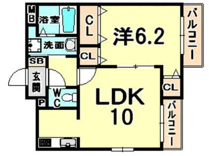 メゾン梅ノ木(1LDK/3階)の間取り写真