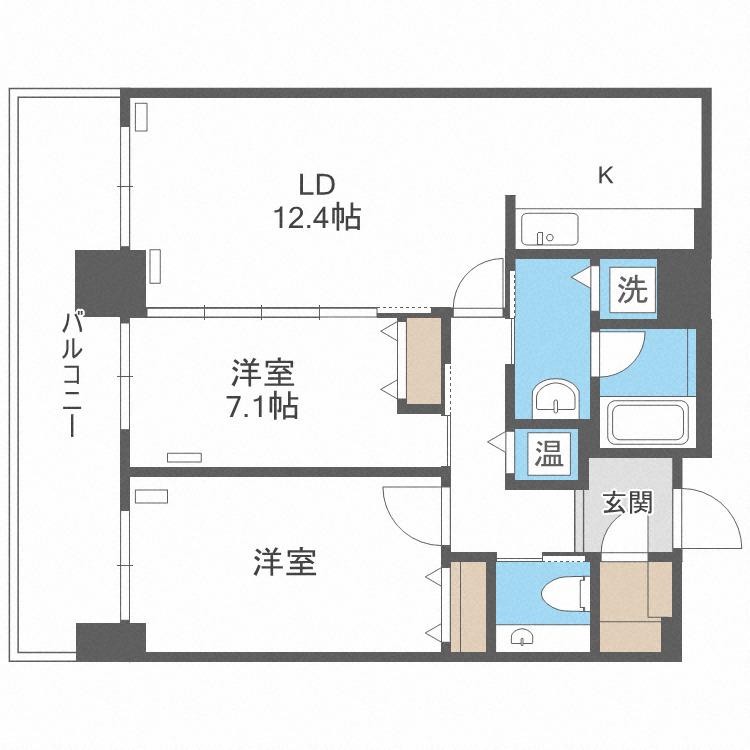 Dグラフォート札幌ステーションタワー(2LDK/37階)の間取り写真