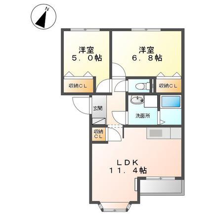 GREEN COURT(2LDK/2階)の間取り写真