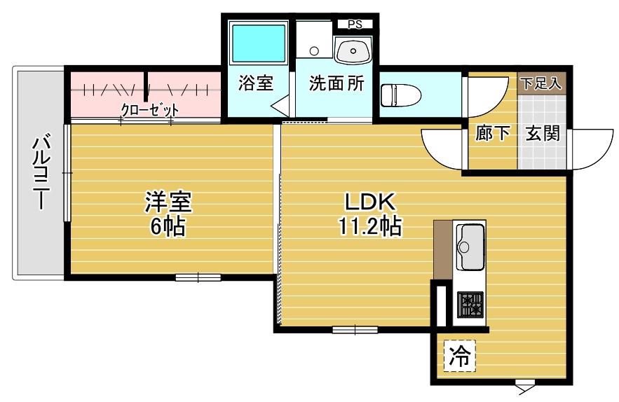 アビタシオン広瀬瑞鳳(1LDK/1階)の間取り写真