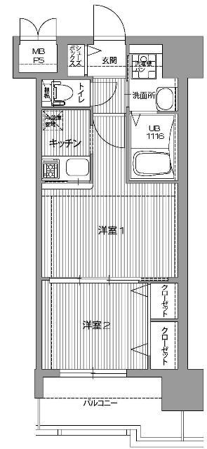 エンクレスト大橋(2K/6階)の間取り写真