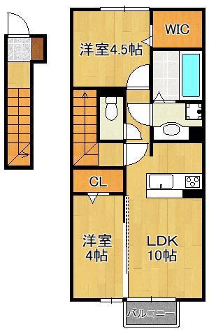 HNS D-ROOM IN 楡(2LDK/2階)の間取り写真