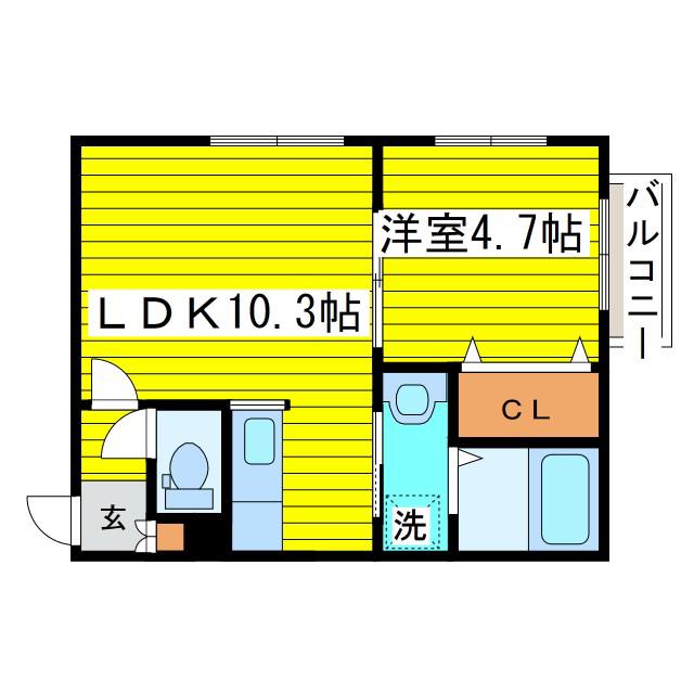 グランディール元町(1LDK/3階)の間取り写真