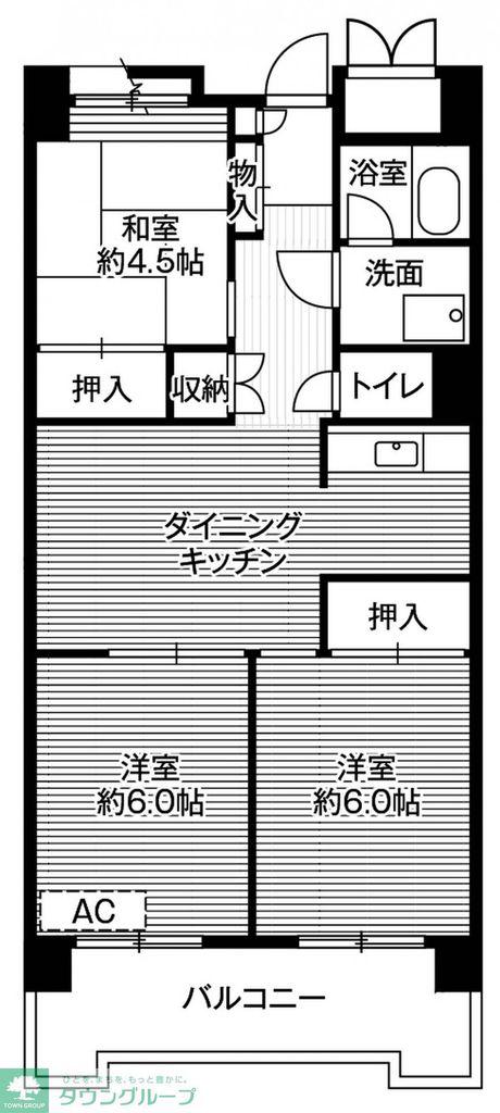 ビレッジハウス品川八潮タワー 1号棟(3DK/8階)の間取り写真
