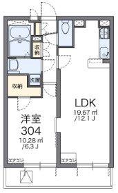 レオパレス熊野前(1LDK/3階)の間取り写真