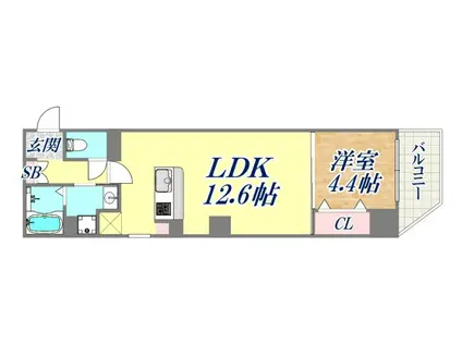 E-C EST BIEN灘(1LDK/2階)の間取り写真