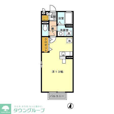 レセンテ南越谷(ワンルーム/2階)の間取り写真