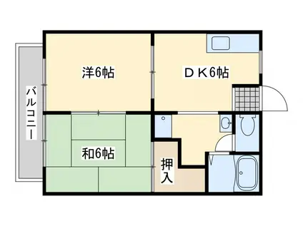 サンガーデン中間(2DK/2階)の間取り写真