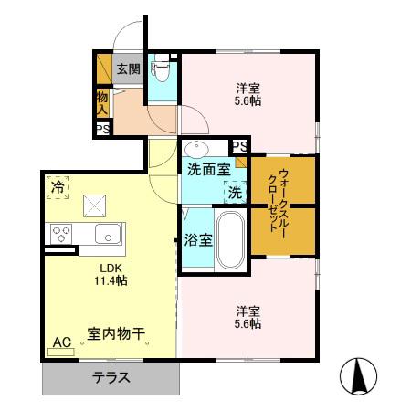プランドールTN I(2LDK/1階)の間取り写真