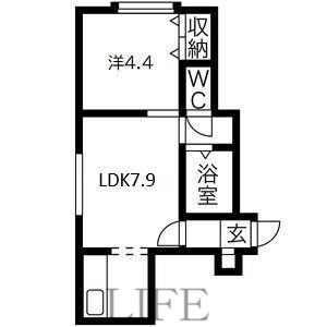ヴェルデュール東(1LDK/2階)の間取り写真