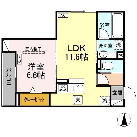 パルセレッソ(1LDK/1階)の間取り写真