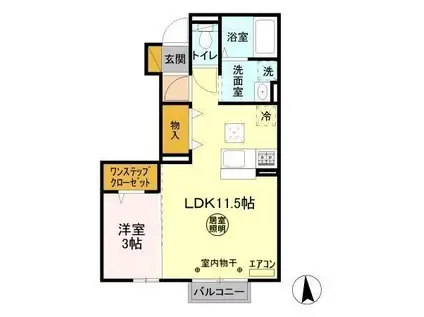 ディアーナIII(1LDK/1階)の間取り写真