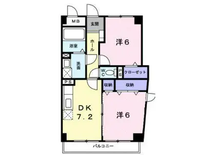 ソレーユ松岡(2DK/3階)の間取り写真