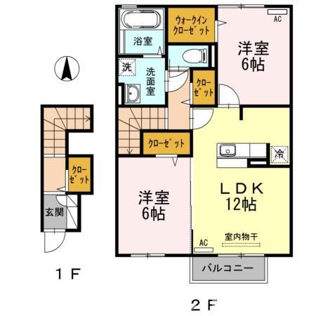 パーク・ビュー(2LDK/2階)の間取り写真