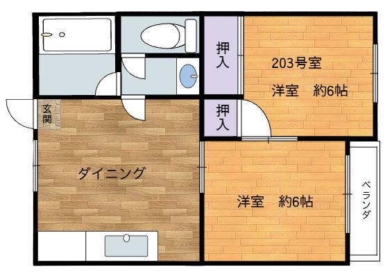 コーポリベラ(2DK/2階)の間取り写真