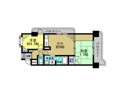 朝日プラザエザース中央II(2DK/9階)の間取り写真