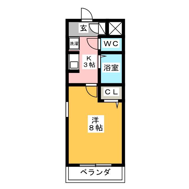 クレアール虹ヶ丘(1K/4階)の間取り写真