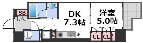 セイワパレス大手通(1DK/13階)の間取り写真
