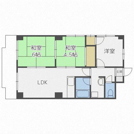 アーバンコート新琴似(3LDK/2階)の間取り写真