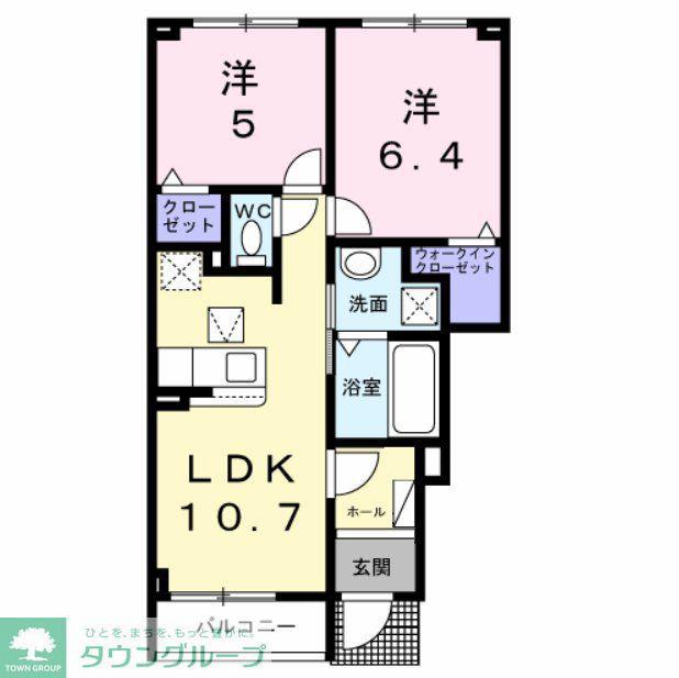 リュミエールII(2LDK/1階)の間取り写真