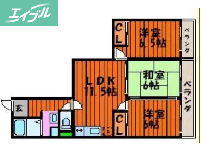 南方パークマンション(3LDK/3階)の間取り写真