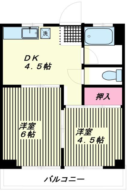豊川マンション(2DK/2階)の間取り写真