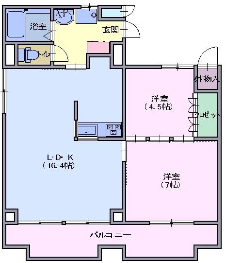 篠原ハイツ(2LDK/3階)の間取り写真