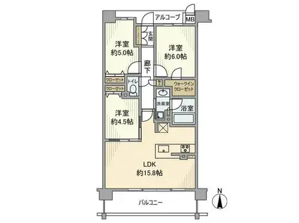 プレディア住吉甲南町(3LDK/4階)の間取り写真