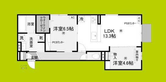 D-ROOM佐太中町(2LDK/2階)の間取り写真